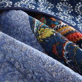 Indigo Paisley Patchwork Quilted 3-Piece Bedding Set