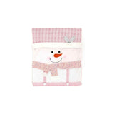 Pink Christmas Chair Back Covers, Reindeer Santa Snowman Xmas Dining Chair Slipcovers