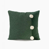 Green Color Block Pom Pom Pillow Cover