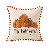 It's Fall Y'all Pumpkin Pom Pom Throw Pillow Cover