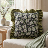 Vintage Botanical Ruffled Edge Pillow Cover