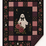 Ghost Rose & Black Cat Patchwork Quilted Blanket