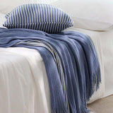 Classic Stripe Knitted Throw Blanket & Pillow Cover Set