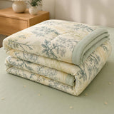 Botanical Floral 100% Cotton 4-Piece Summer Bedding Set – Breathable Cooling Comforter, Flat Sheet & 2 Pillowcases