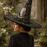 H.PAI Moonlit Owl Dark Forest Gothic Handcrafted Quilted Witch Hat