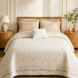 Vintage Floral Jacquard Quilted Throw Puff Quilted Cotton Blanket