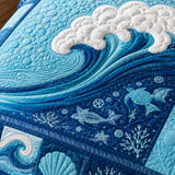 H.PAI Ocean Wave Quilted 3-Piece Bedding Set – Coastal Inspired Quilted Bedding With Matching Pillow Shams