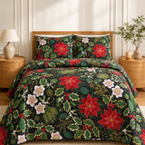 Christmas Star Patchwork Quilted 3-Piece Bedding Set