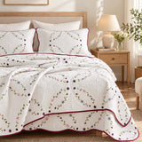 Meadow Vine Floral Quilted 3-Piece Bedding Set
