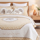 Heritage Tree Embroidered Quilted 3-Piece Bedding Set