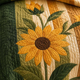 H.PAI Sunflower Stripe Garden Quilted 3-Piece Bedding Set