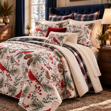 Winter Cardinal Christmas Quilted 3-Piece Bedding Set