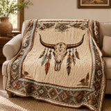 Longhorn Skull Western Quilted Blanket