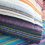 Retro Boho Multicolor Striped 100% Cotton Quilted 3-Piece Bedding Set