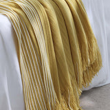 Classic Stripe Knitted Throw Blanket & Pillow Cover Set