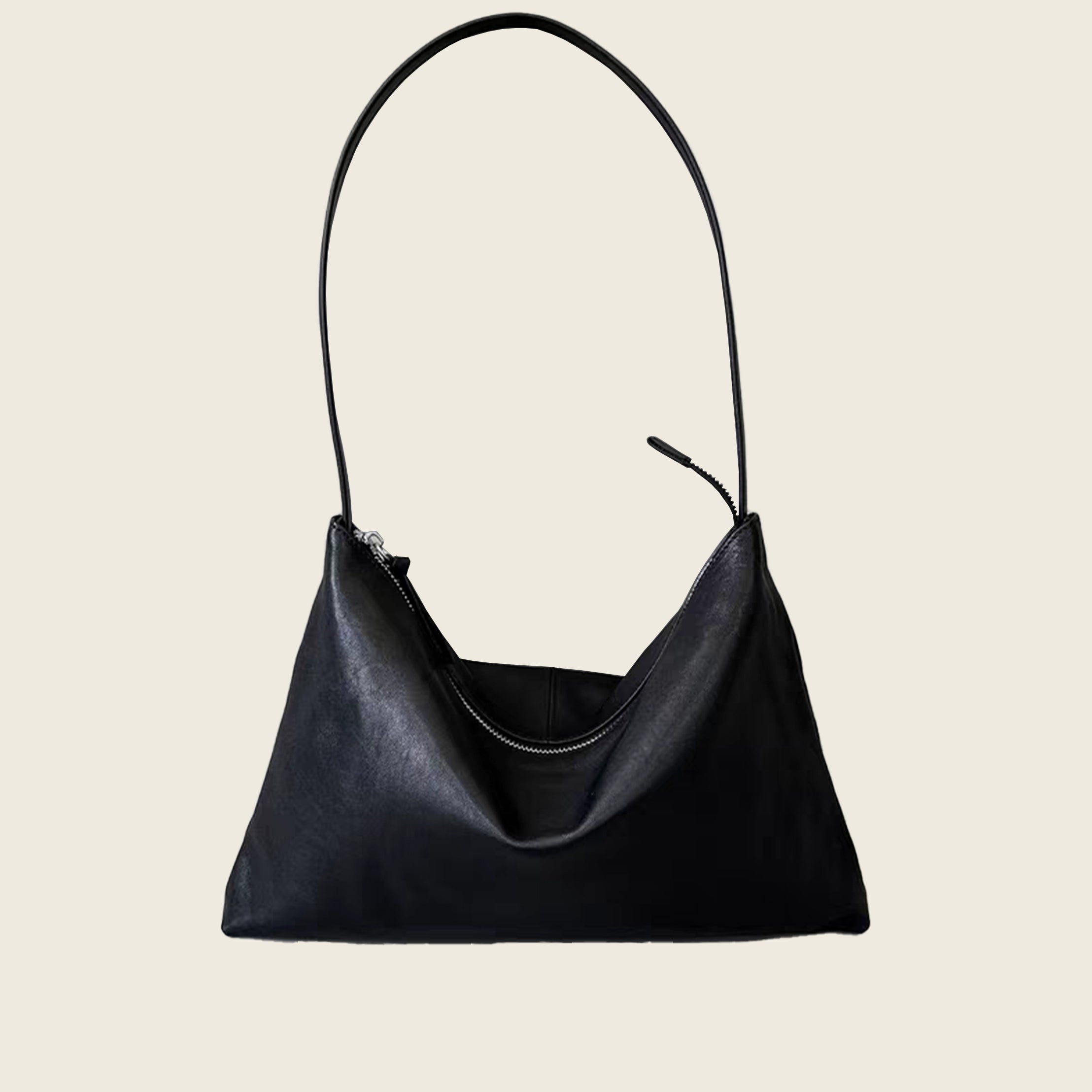Minimalist soft leather hobo bag