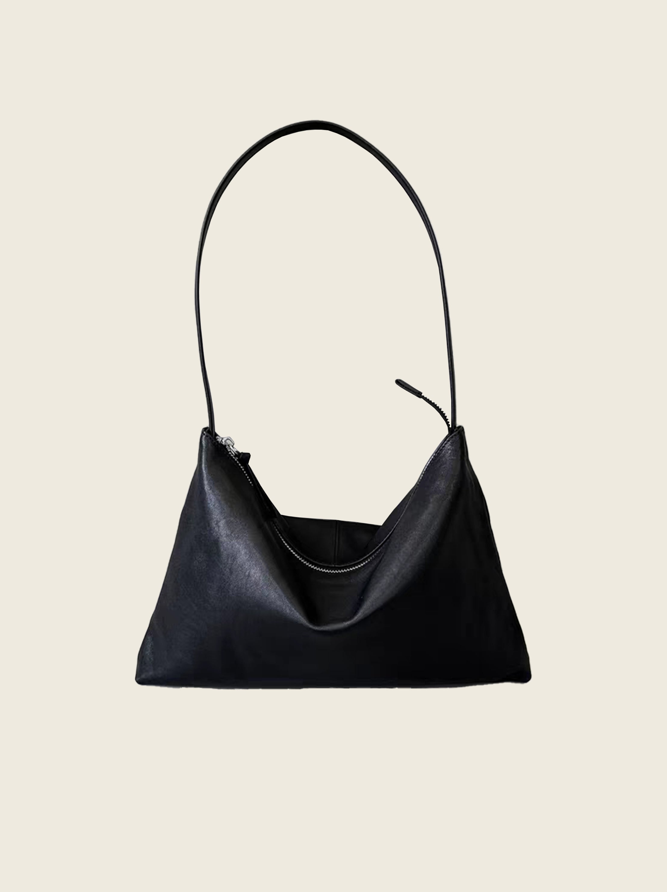 Minimalist soft leather hobo bag