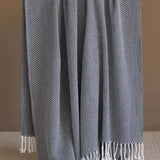 Classic Herringbone Cotton Throw Blanket