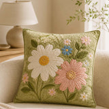 Flower Quilted Pillow Case