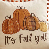 It's Fall Y'all Pumpkin Pom Pom Throw Pillow Cover