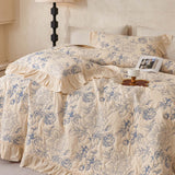 Blue Botanical Garden Quilted 3-Piece Bedding Set