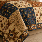 H.PAI Vintage Patchwork Star Quilted 3-Piece Bedding Set – Heritage Farmhouse Quilted Bedding with Matching Pillow Shams