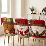 Christmas Chair Back Covers, Santa Snowman Reindeer Chair Slipcovers