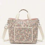Floral Quilted Convertible Mommy Diaper Tote Bag