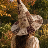 H.PAI Vintage Floral Patchwork Handcrafted Quilted Witch Hat
