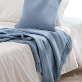 Textured Fringe Knitted Throw Blanket & Pillow Cover Set