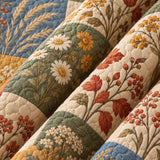 Autumn Botanical Patchwork Quilted 3-Piece Bedding Set