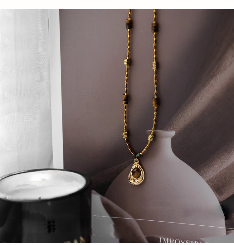 Vintage natural tiger eye necklace