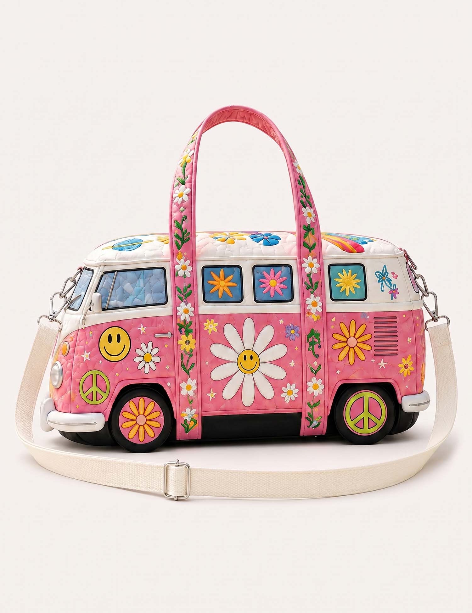 Hippie Peace Quilted Duffle Bag
