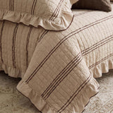 Stripe Ruffle Jacquard 100% Cotton Reversible Quilted 3-Piece Bedding Set