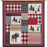 Moose Rustic Cabin 100% Cotton Quilted 3-Piece Bedding Set
