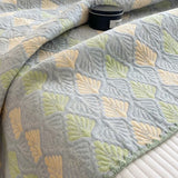 Vintage Green Yellow Geometric Patchwork Jacquard Quilted Throw Three‑Layer Gauze Cotton Blanket
