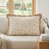 Vintage Floral Scalloped Throw Pillow Cover