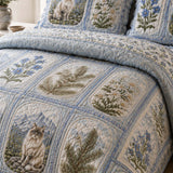H.PAI Alpine Mountain Cat Quilted 3-Piece Bedding Set