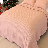 Solid 100% Cotton Bed Cover 3‑Piece Set Quilted