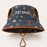 Personalized Western Quilted Dog Hat – Custom Pet Name With Ear Holes