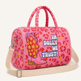 Pink Western Cowgirl Boot Quilted Duffle Bag