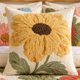 Golden Sunflower Cottage Quilted Pillow Cover