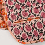 Pink Vine And Orange Flower - Reversible Vintage Patchwork Quilted Vest Tie-Front Waistcoat