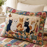 H.PAI Wildflower Cat Garden Quilted 3-Piece Bedding Set