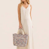 Floral Quilted Convertible Mommy Diaper Tote Bag