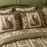 Woodland Rabbit Quilted 3-Piece Bedding Set – Classic Americana Quilted Bedding With Matching Pillow Shams