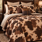 Western Brown Cowhide Print Quilted 3-Piece Bedding Set