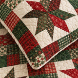 Christmas Star Patchwork Quilted 3-Piece Bedding Set