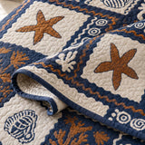 H.PAI Tropical Fish Patchwork Coastal Quilted 3-Piece Bedding Set