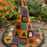 H.PAI Halloween Patchwork Pumpkin Quilted Witch Hat